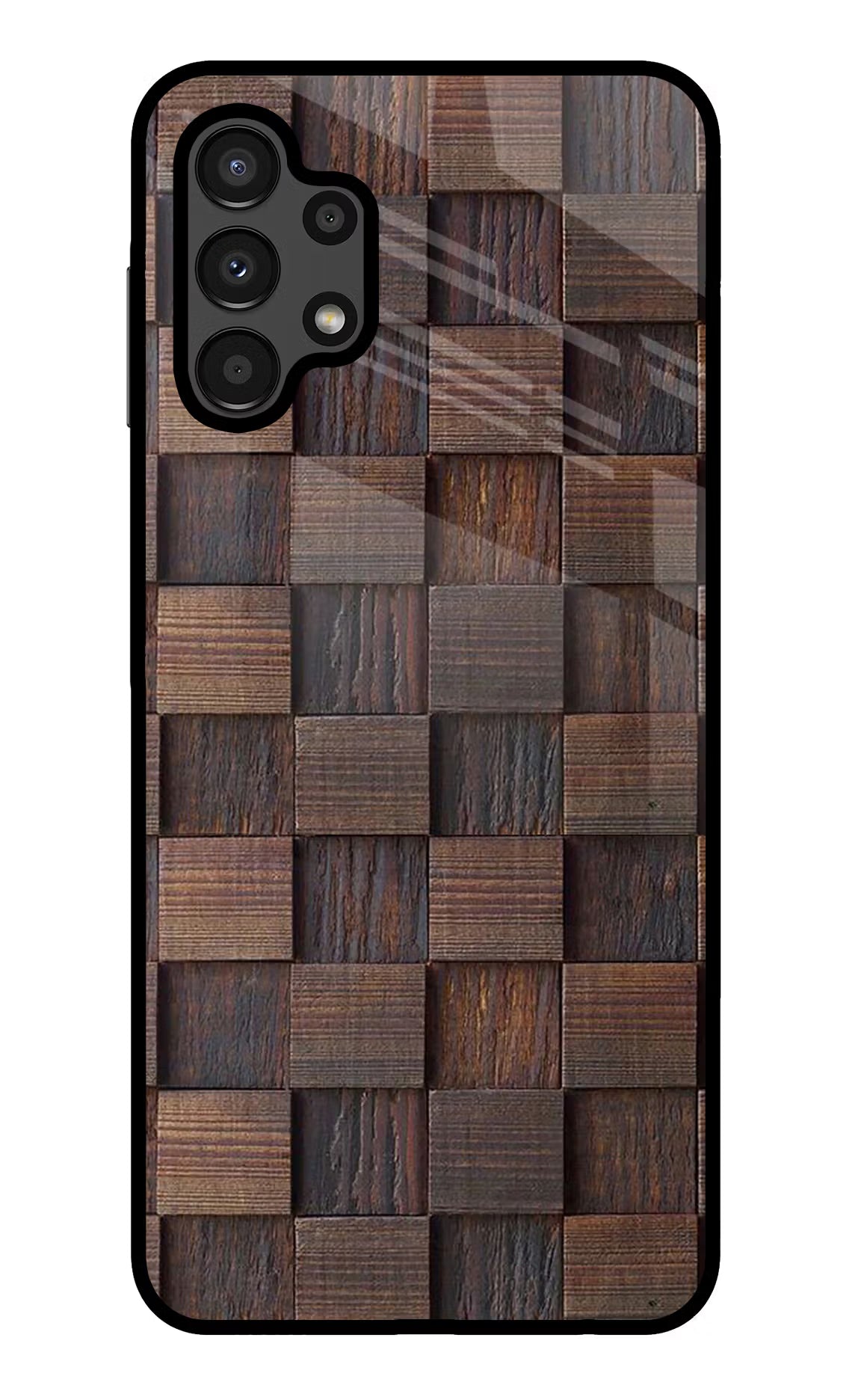 Wooden Cube Design Samsung A13 4G Glass Case