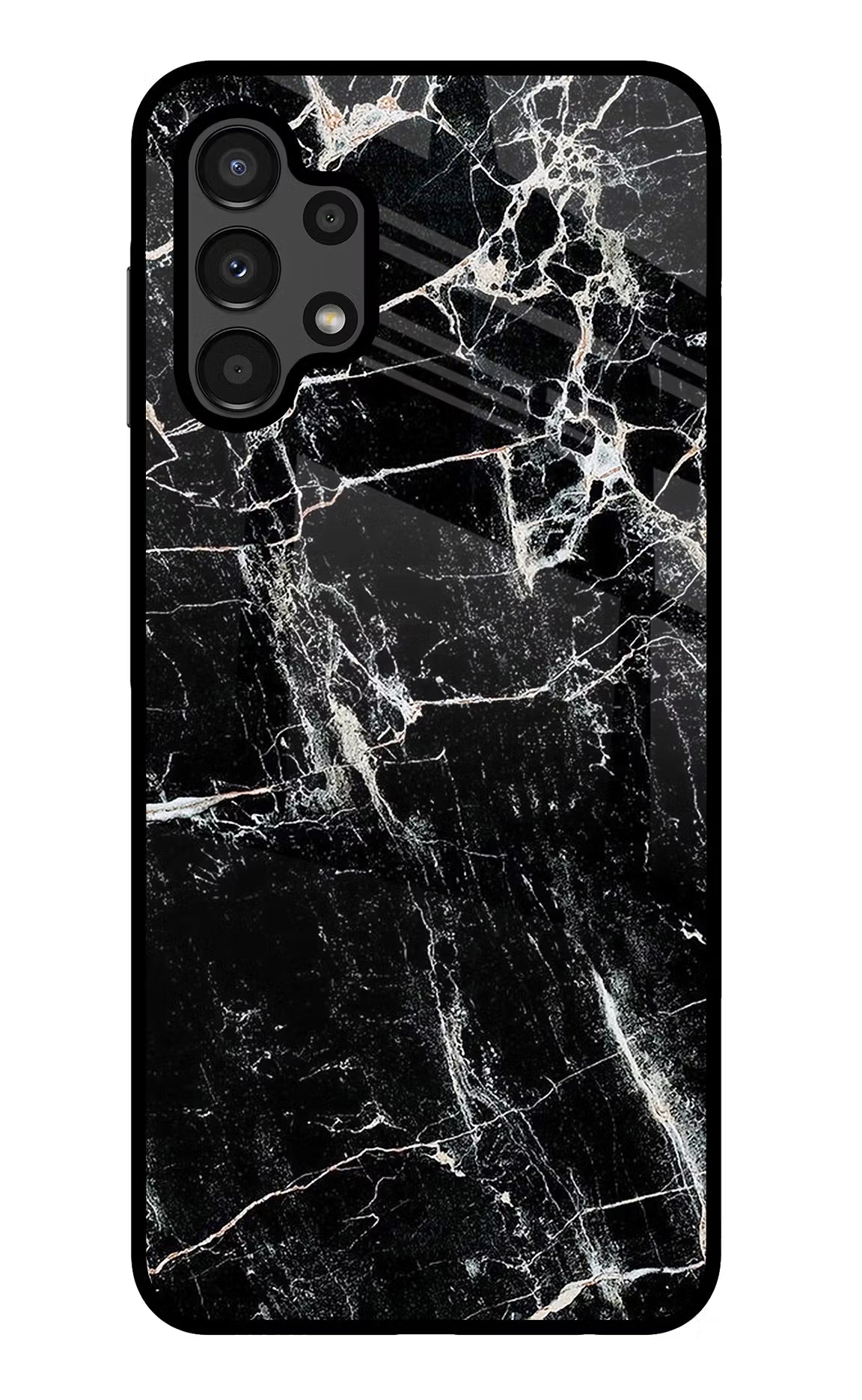Black Marble Texture Samsung A13 4G Glass Case Back Cover by Casekaro