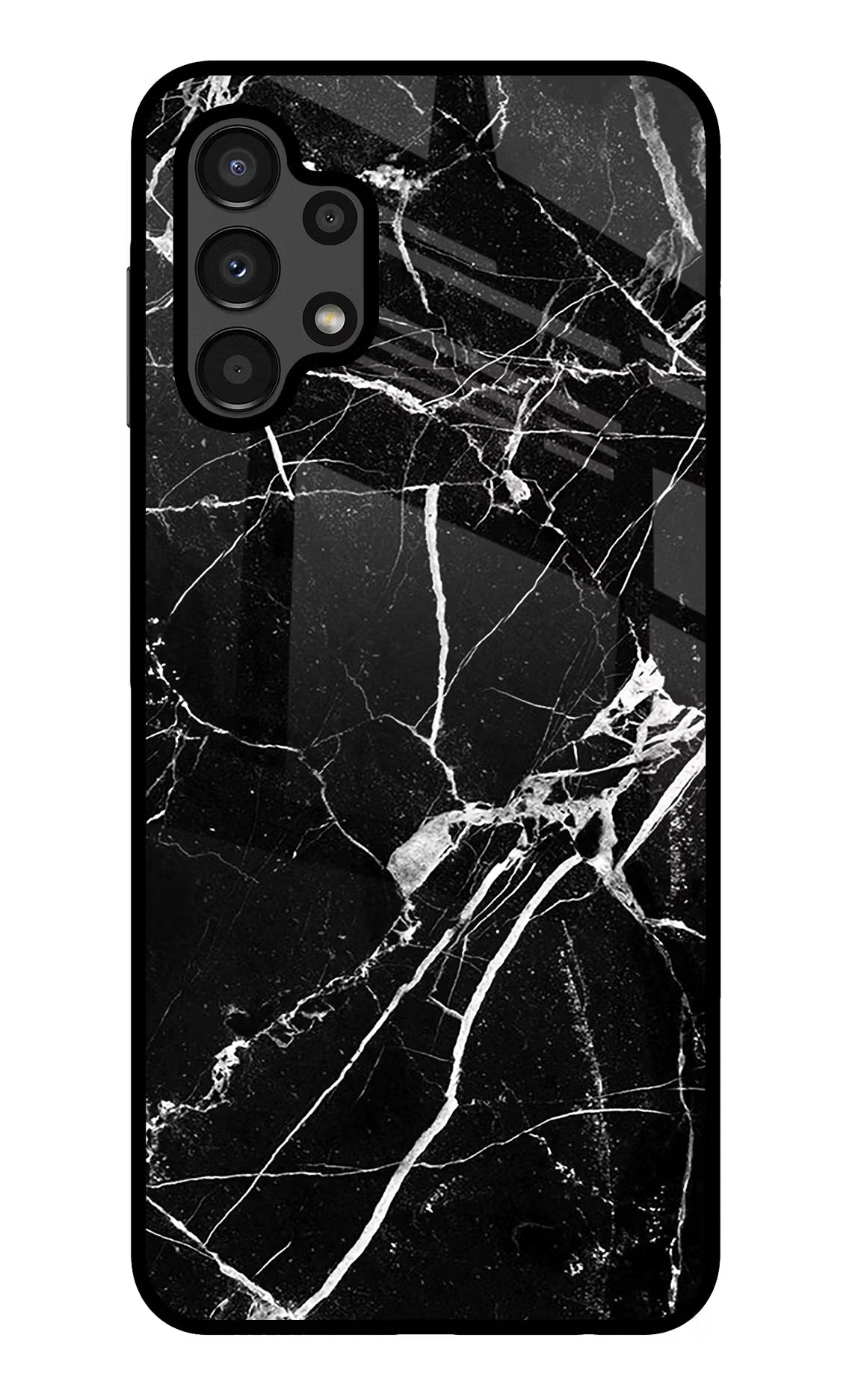 Black Marble Pattern Samsung A13 4G Glass Case Back Cover by Casekaro