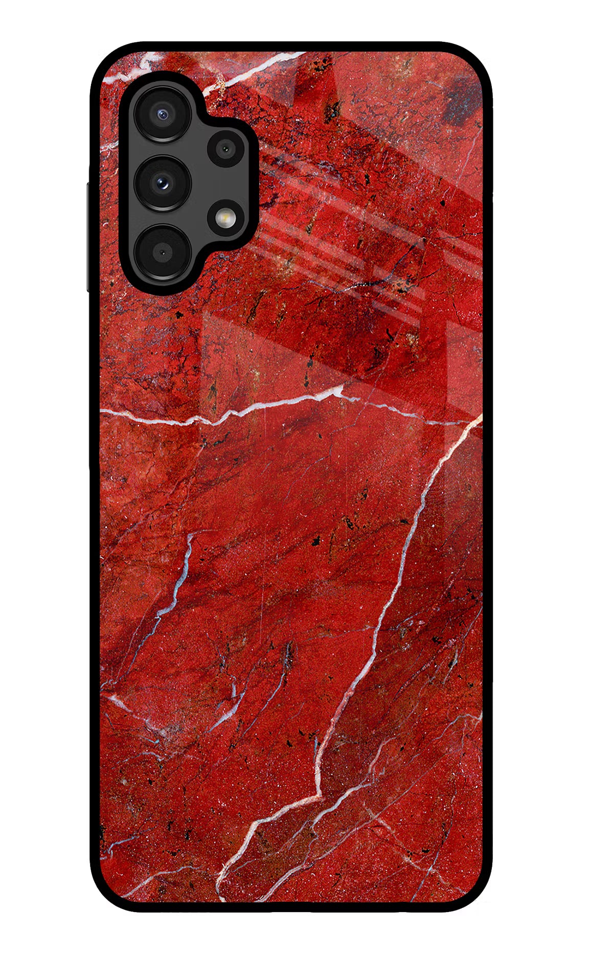 Red Marble Design Samsung A13 4G Glass Case Back Cover by Casekaro