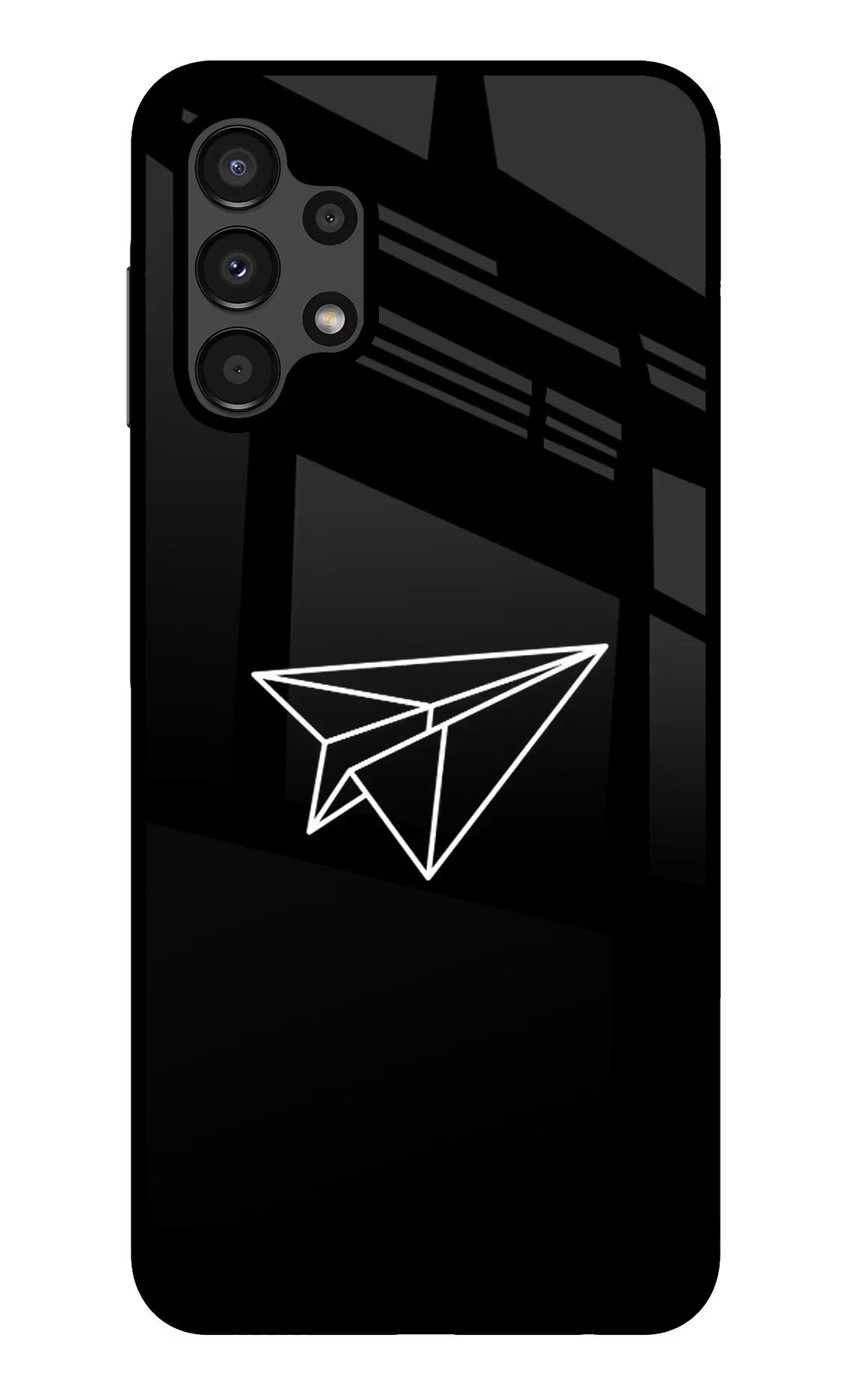 Paper Plane White Samsung A13 4G Glass Case Back Cover by Casekaro