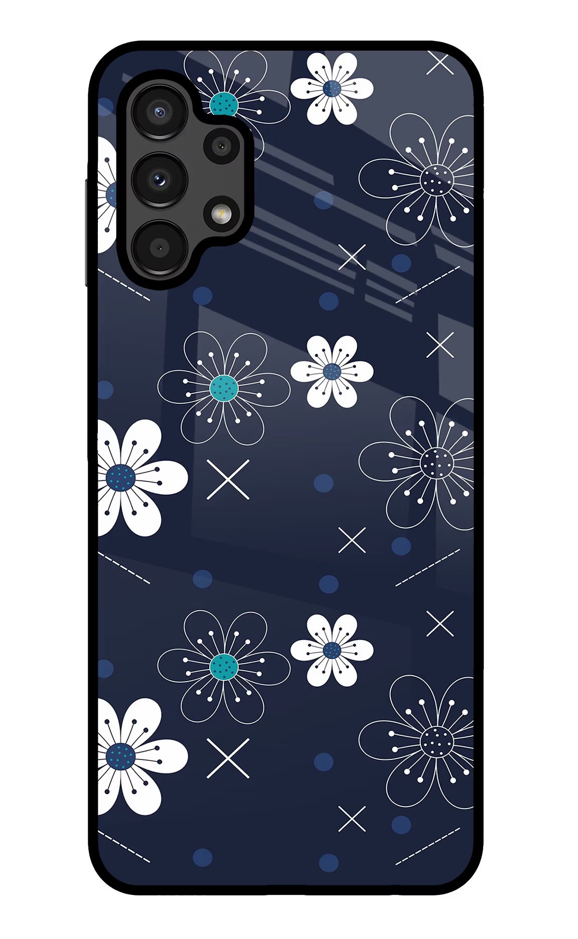 Flowers Samsung A13 4G Glass Case Back Cover by Casekaro