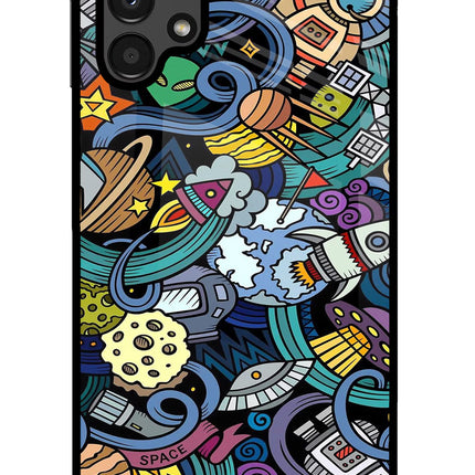 Space Abstract Samsung A13 4G Glass Case Back Cover by Casekaro