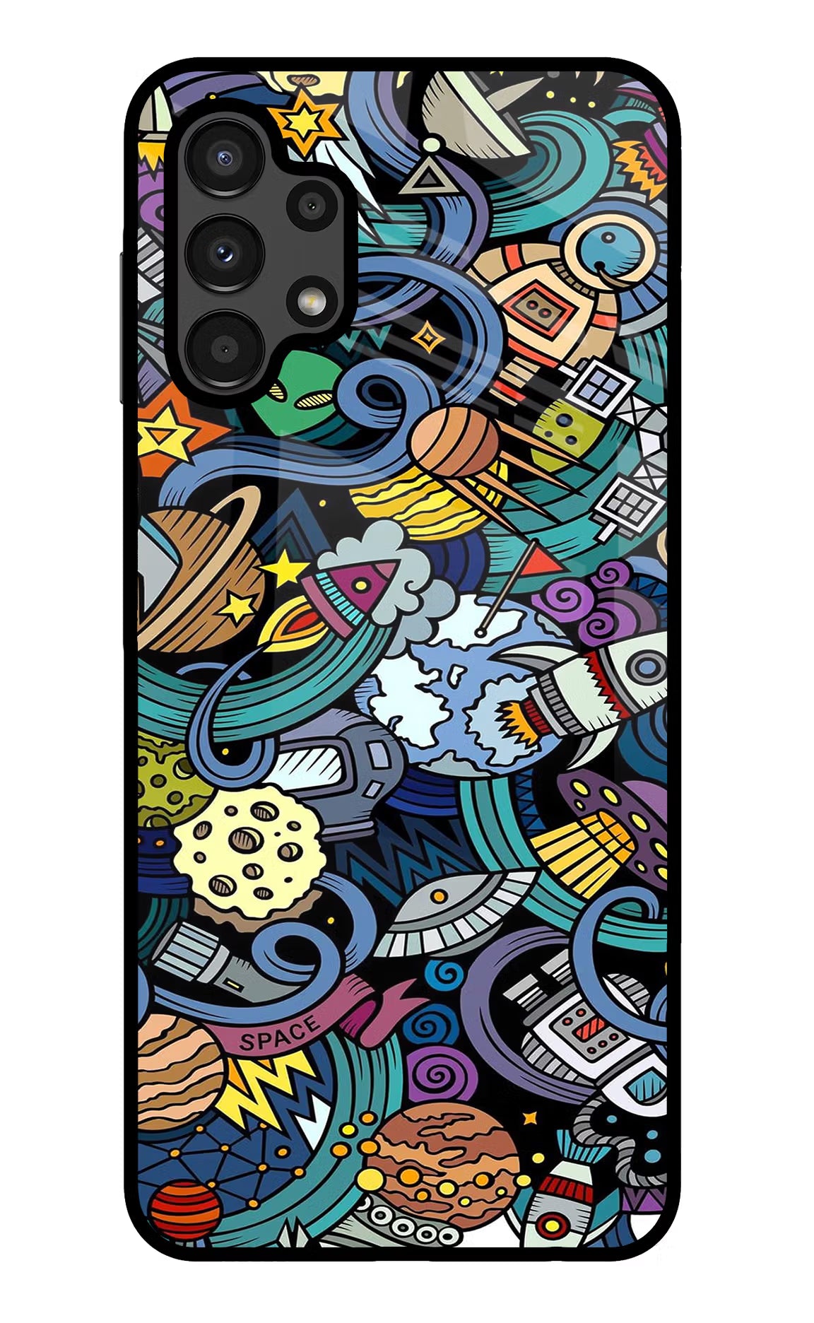 Space Abstract Samsung A13 4G Glass Case Back Cover by Casekaro