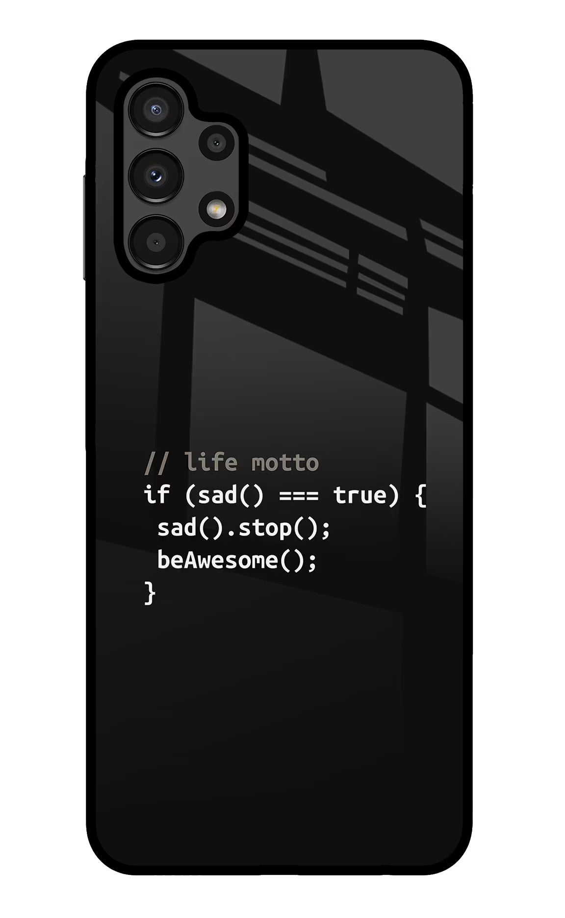 Life Motto Code Samsung A13 4G Glass Case Back Cover by Casekaro