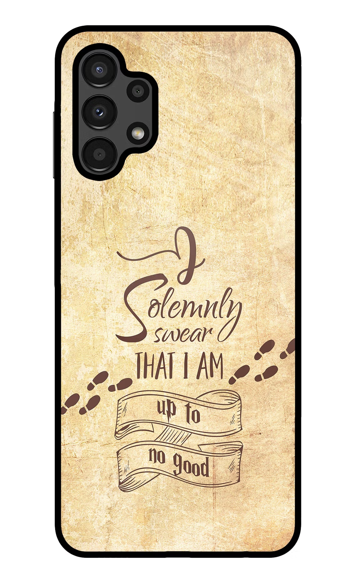I Solemnly swear that i up to no good Samsung A13 4G Glass Case Back Cover by Casekaro