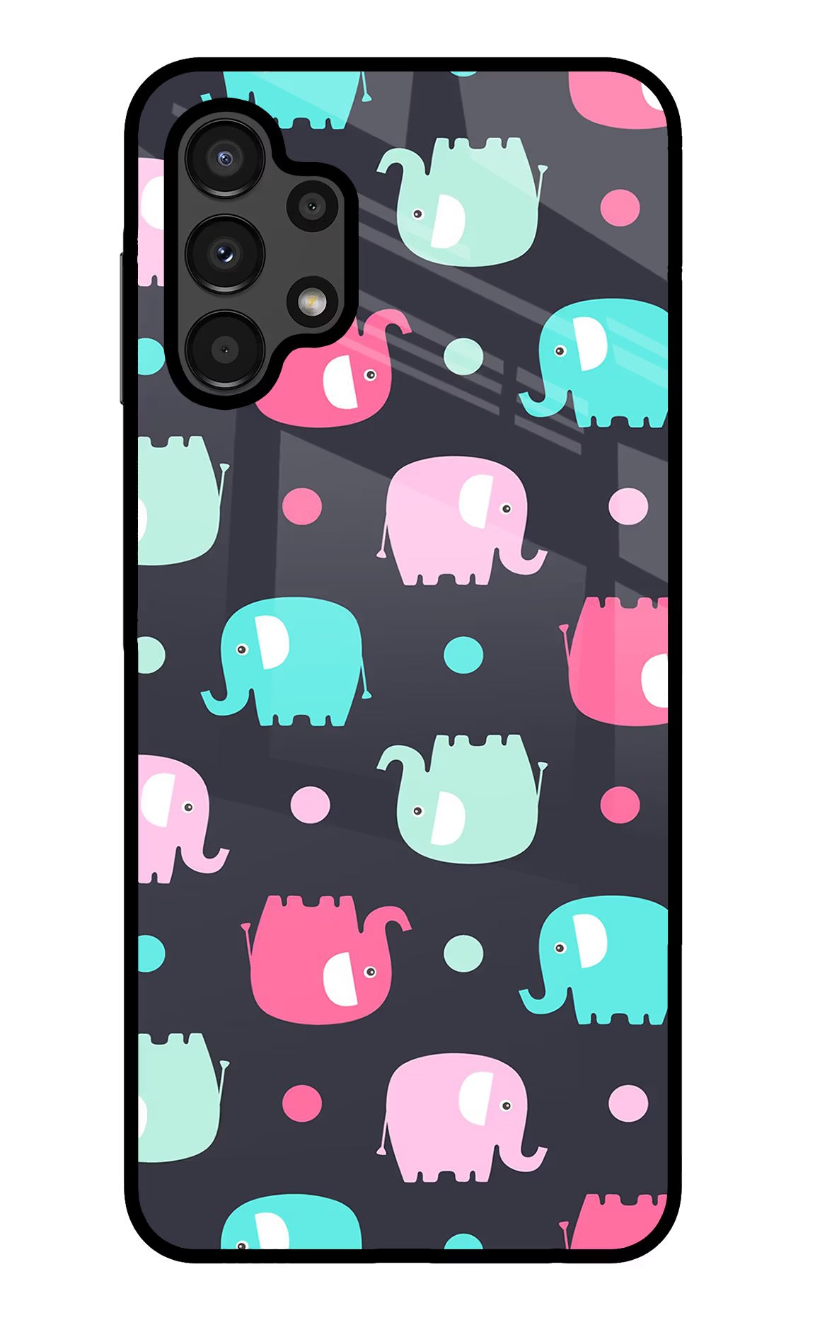 Elephants Samsung A13 4G Glass Case Back Cover by Casekaro