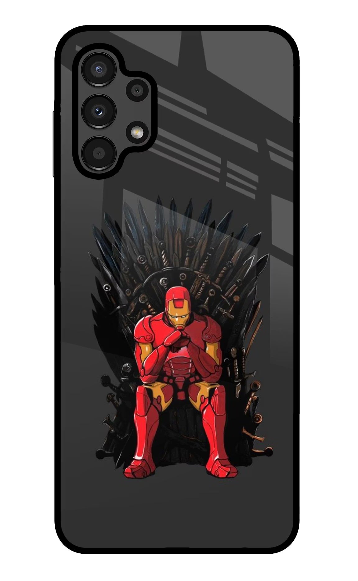 Ironman Throne Samsung A13 4G Glass Case Back Cover by Casekaro