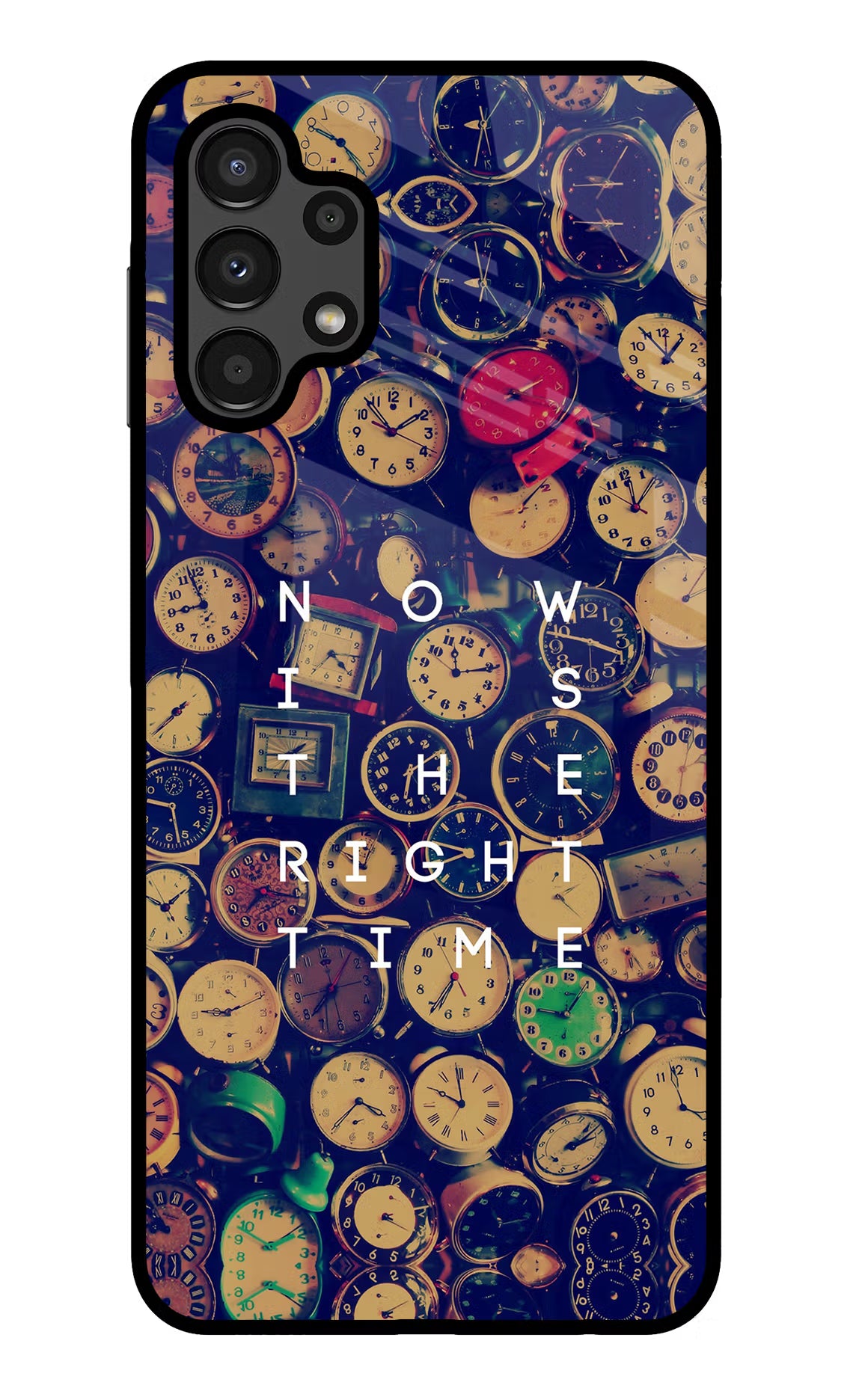 Now is the Right Time Quote Samsung A13 4G Glass Case Back Cover by Casekaro
