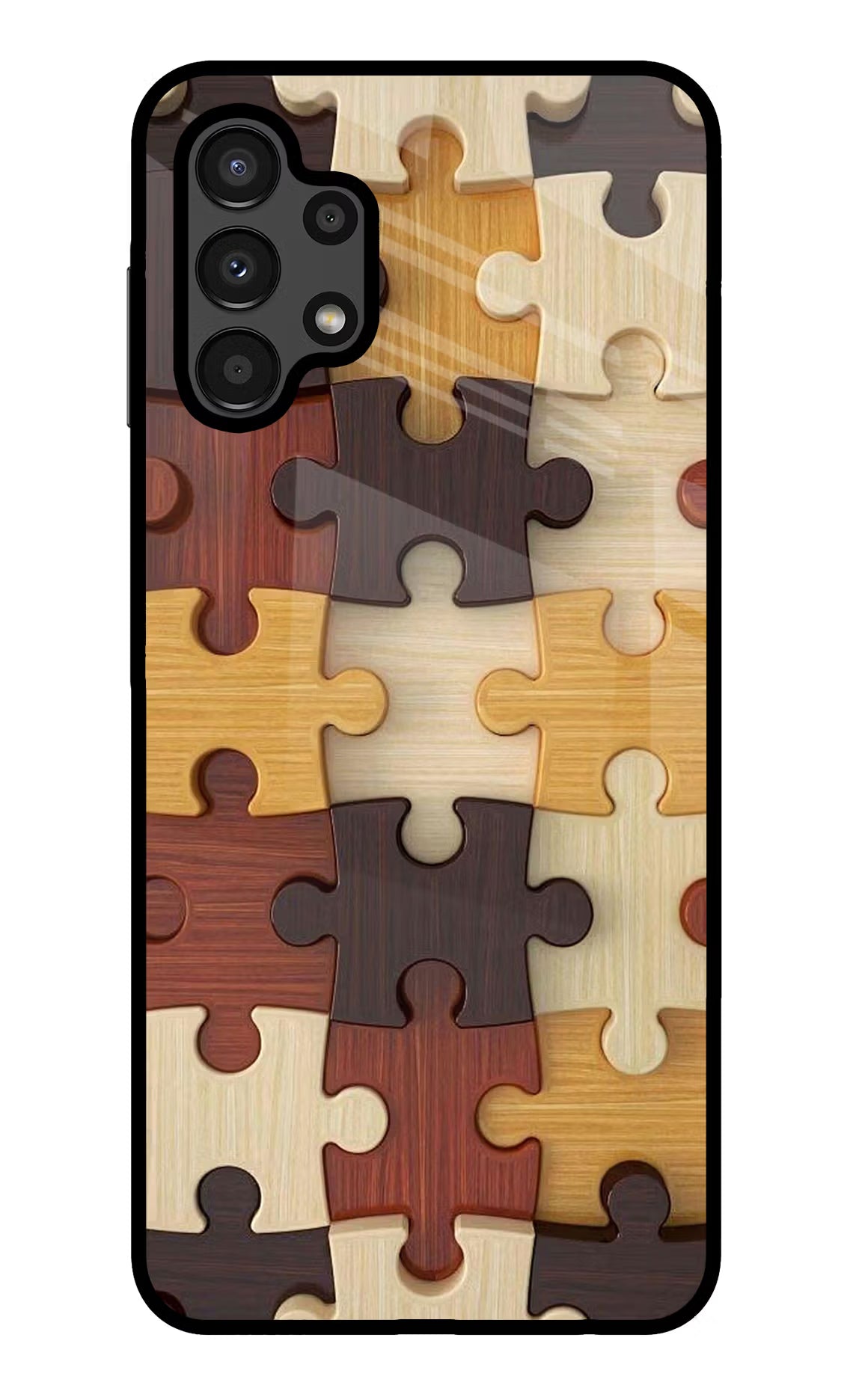 Wooden Puzzle Samsung A13 4G Glass Case