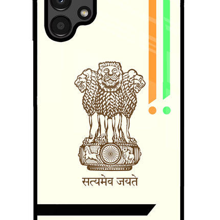 Satyamev Jayate Brown Logo Samsung A13 4G Glass Case