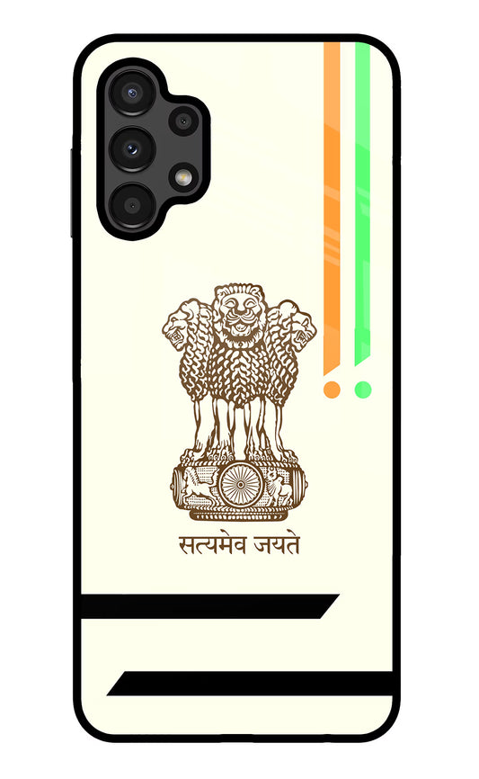 Satyamev Jayate Brown Logo Samsung A13 4G Glass Case