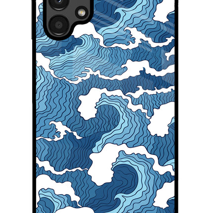 Blue Waves Samsung A13 4G Glass Case Back Cover by Casekaro