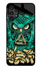 Green Owl Samsung A13 4G Glass Case
