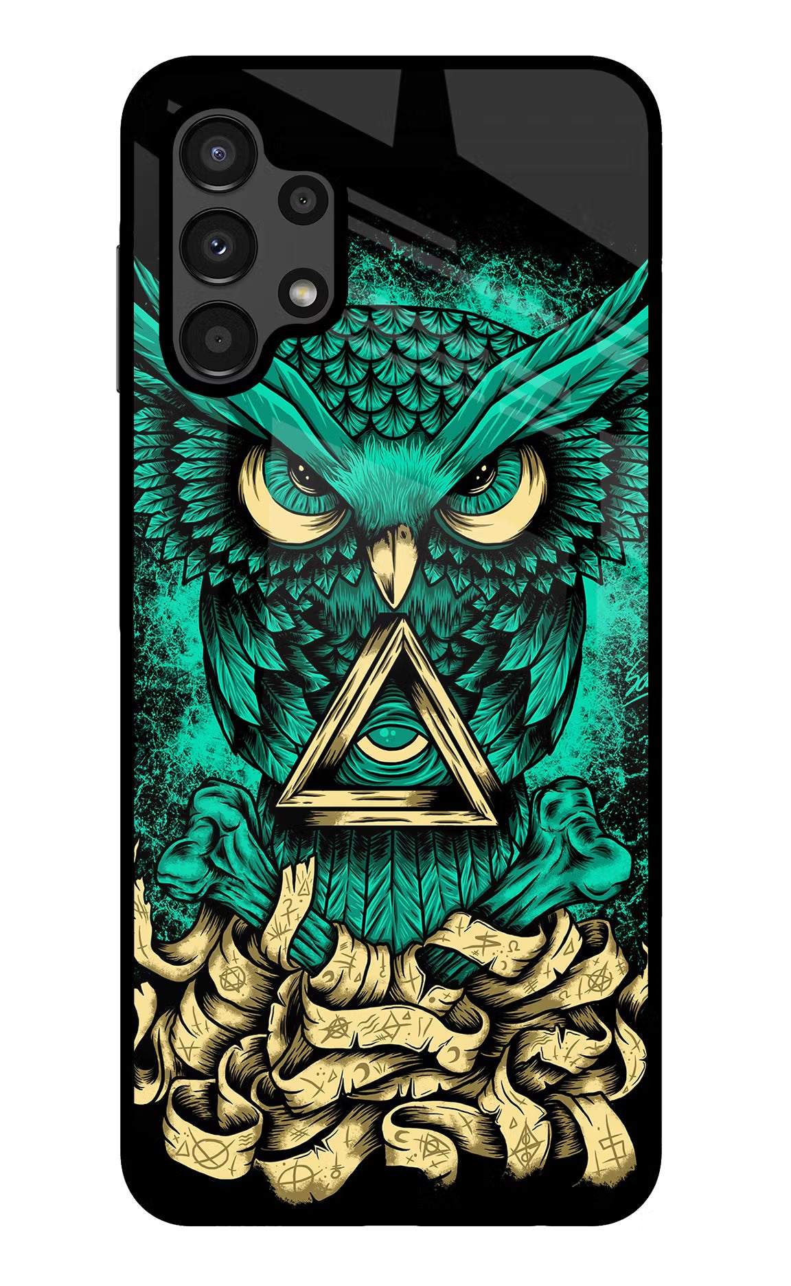 Green Owl Samsung A13 4G Glass Case