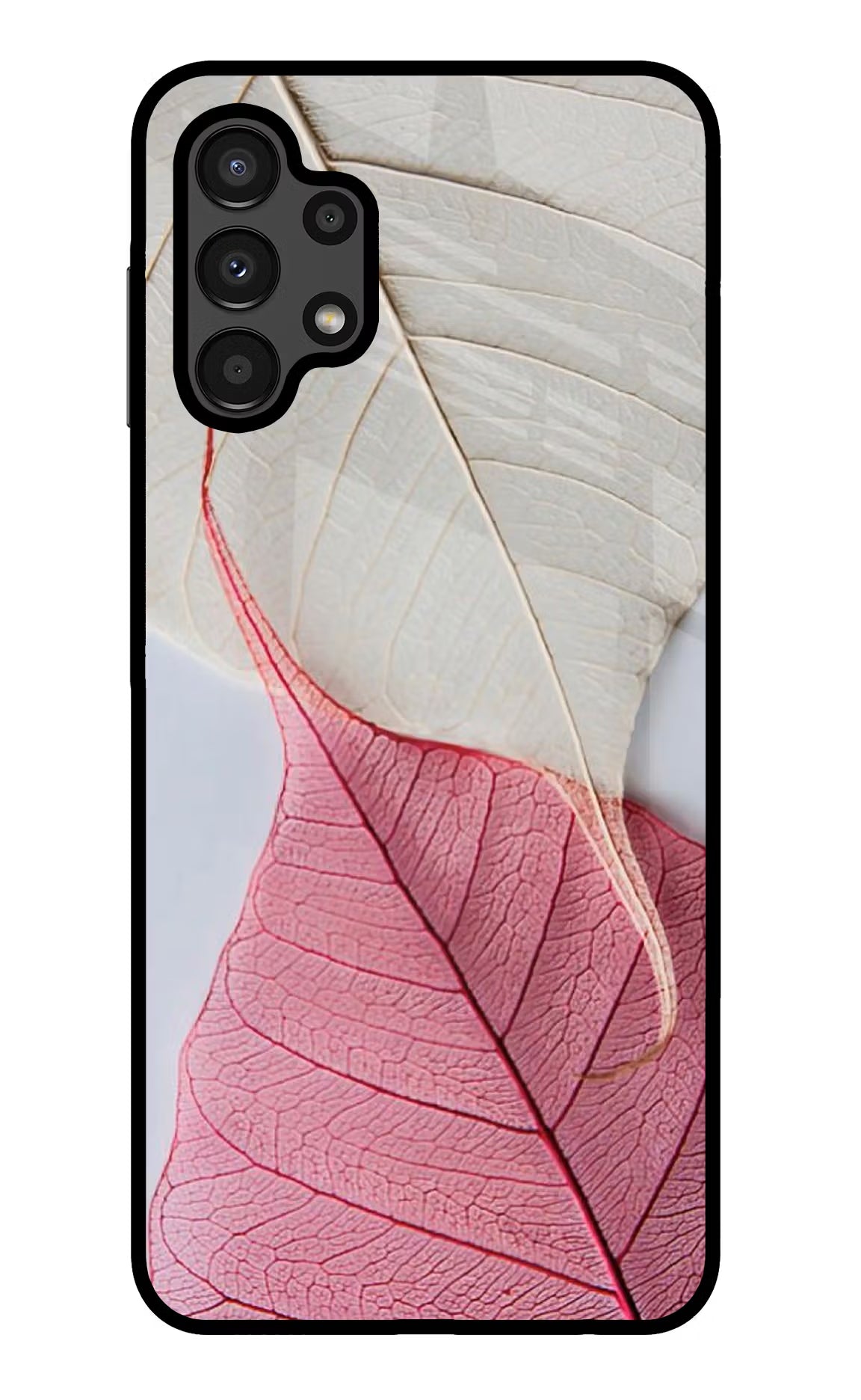 White Pink Leaf Samsung A13 4G Glass Case