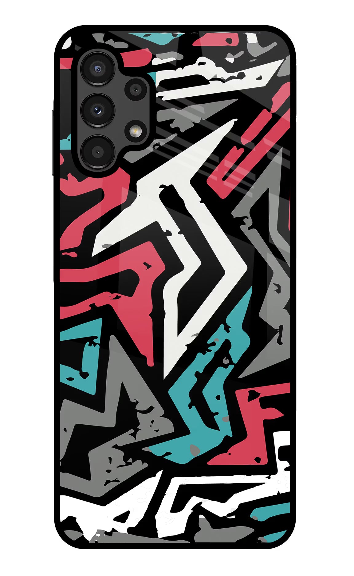 Geometric Graffiti Samsung A13 4G Glass Case Back Cover by Casekaro