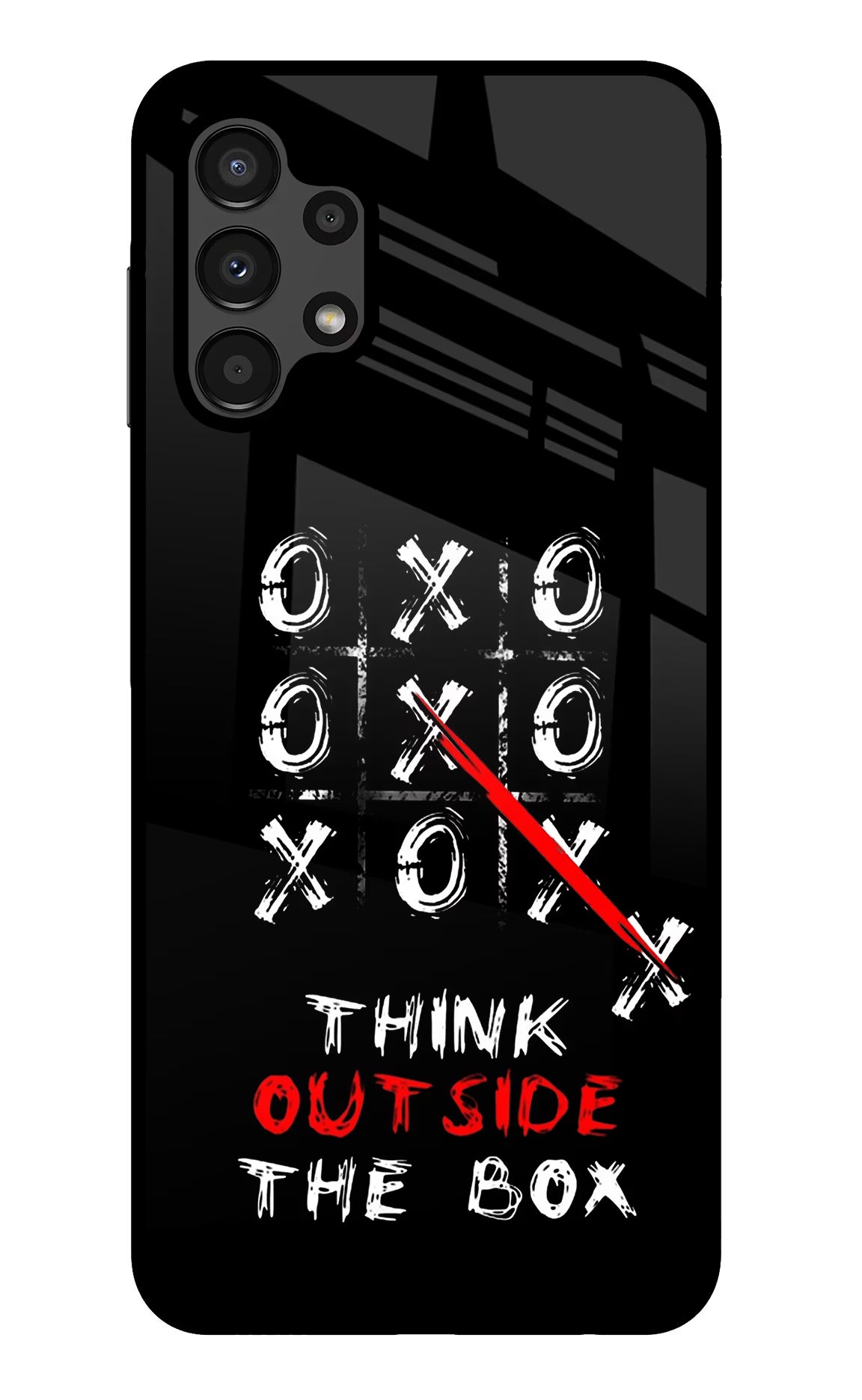 Think out of the BOX Samsung A13 4G Glass Case Back Cover by Casekaro