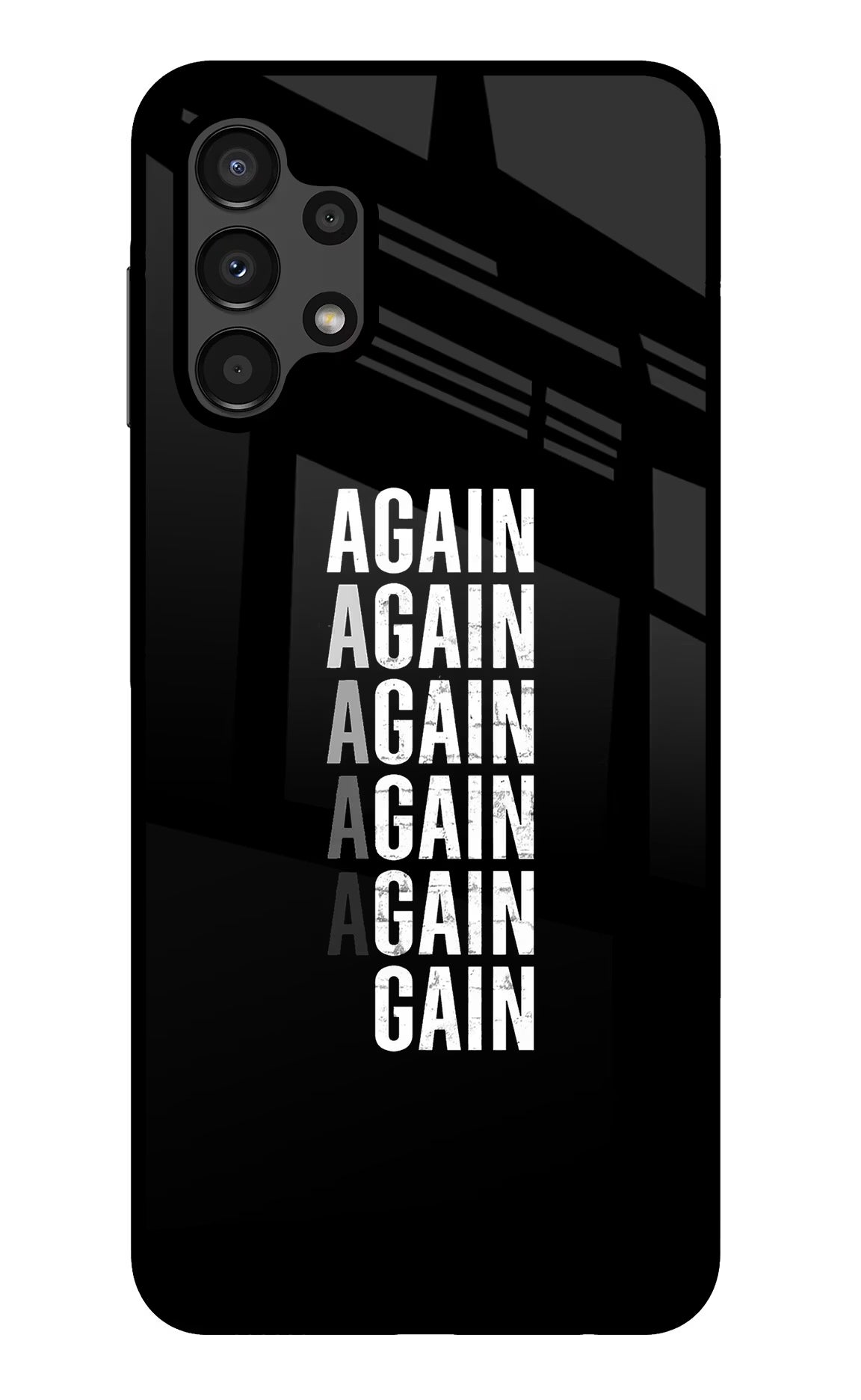 Again Again Gain Samsung A13 4G Glass Case Back Cover by Casekaro