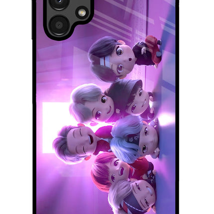 BTS Chibi Samsung A13 4G Glass Case
