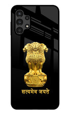 Satyamev Jayate Golden Samsung A13 4G Glass Case