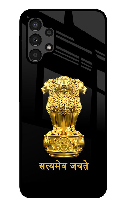 Satyamev Jayate Golden Samsung A13 4G Glass Case