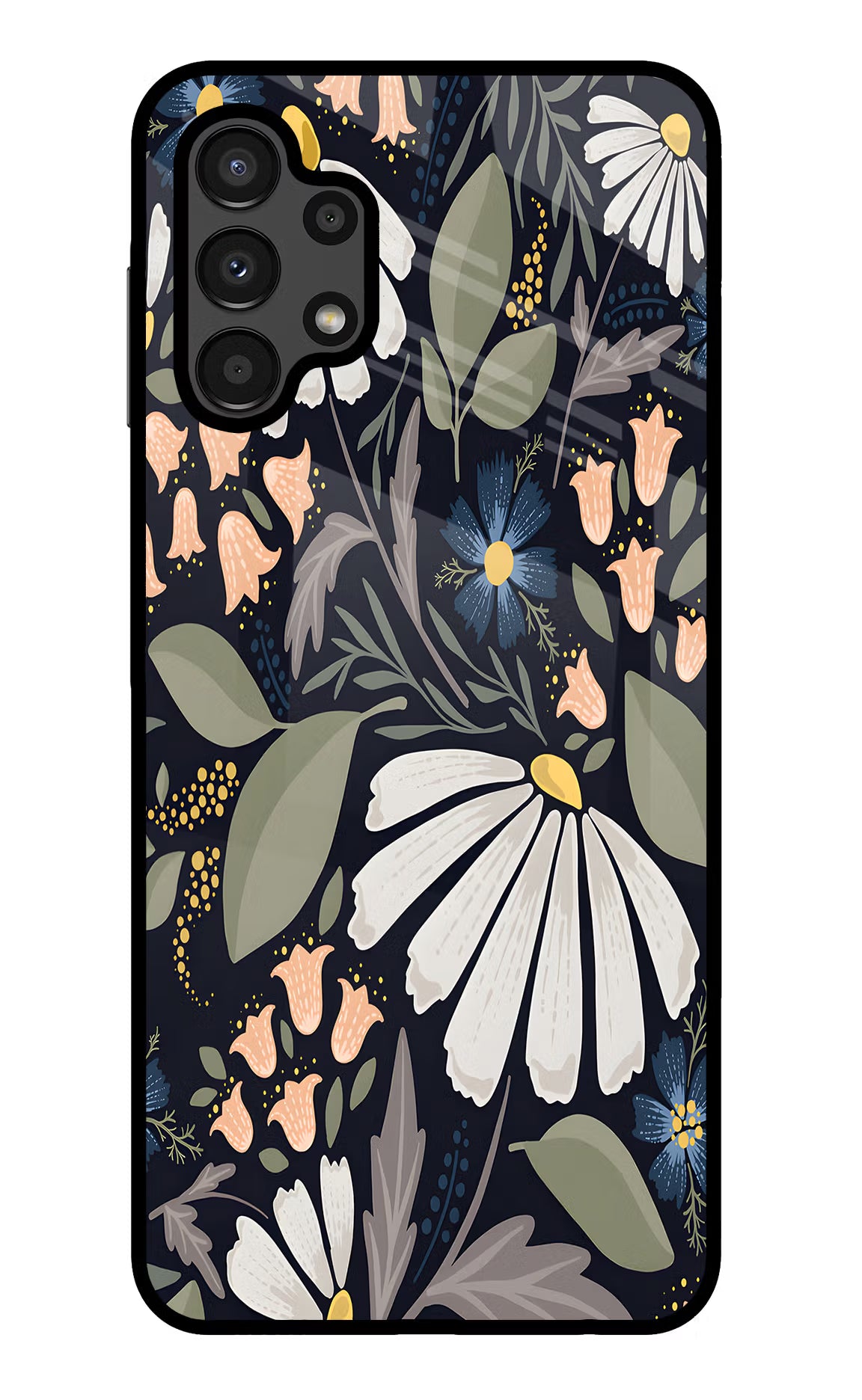 Flowers Art Samsung A13 4G Glass Case Back Cover by Casekaro
