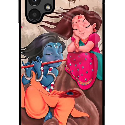 Radhe Krishna Samsung A13 4G Glass Case Back Cover by Casekaro