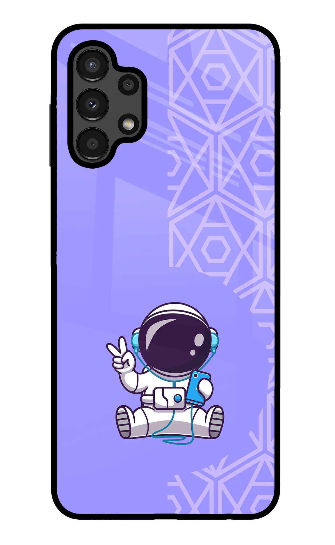 Cute Astronaut Chilling Samsung A13 4G Glass Case Back Cover by Casekaro