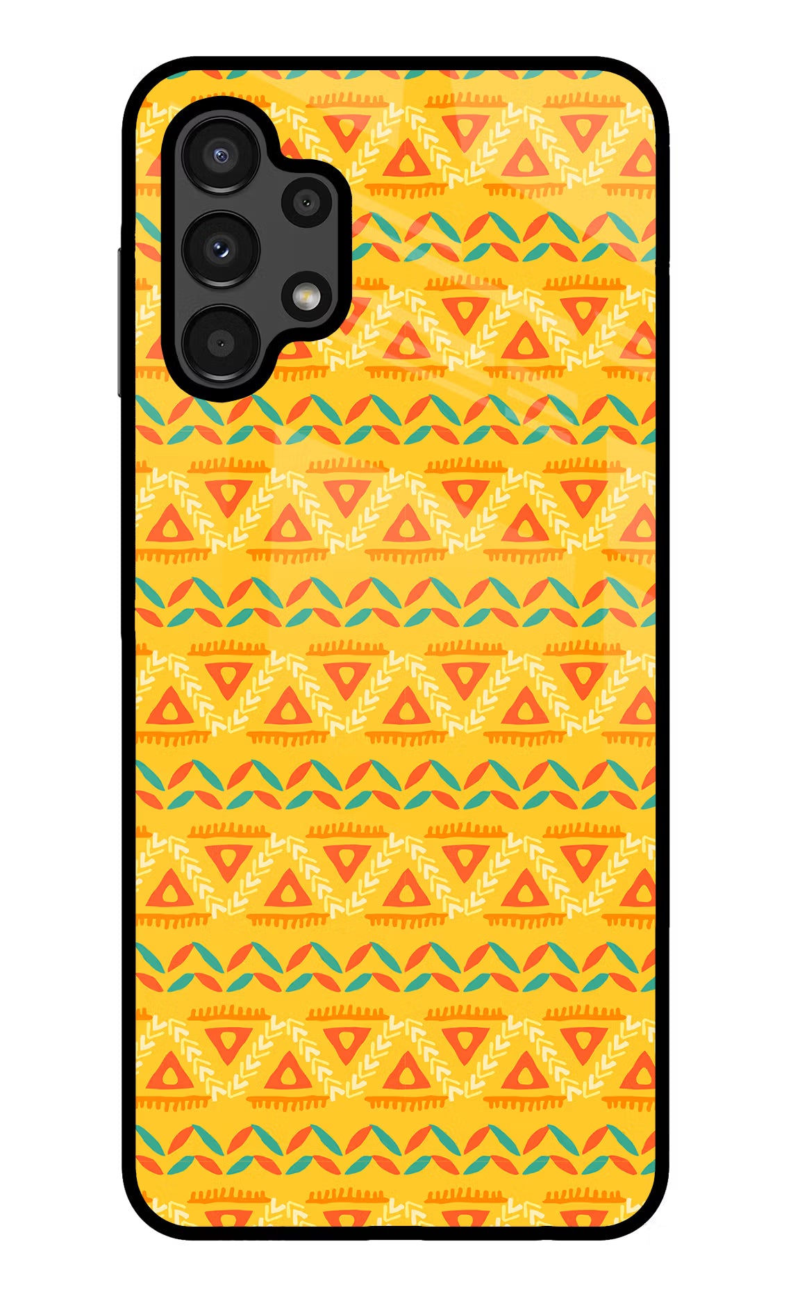 Tribal Pattern Samsung A13 4G Glass Case Back Cover by Casekaro