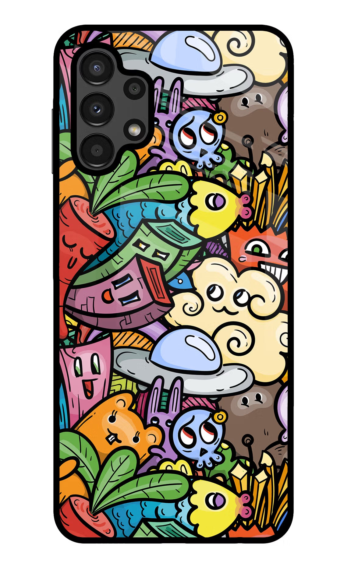 Veggie Doodle Samsung A13 4G Glass Case Back Cover by Casekaro