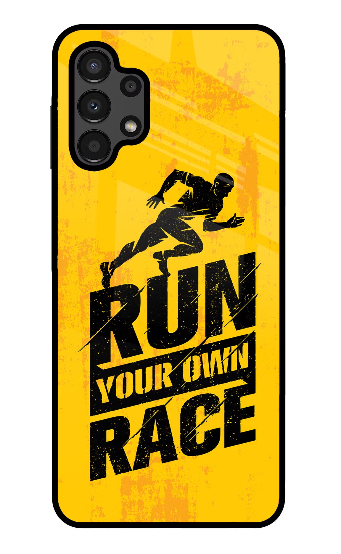 Run Your Own Race Samsung A13 4G Glass Case Back Cover by Casekaro