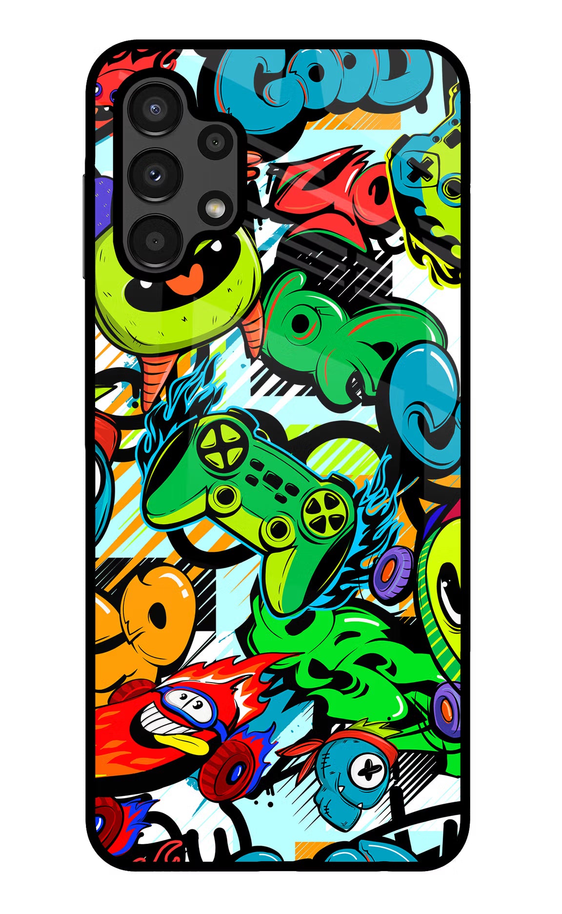 Game Doodle Samsung A13 4G Glass Case Back Cover by Casekaro