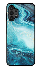Blue Glitter Marble Samsung A13 4G Glass Case