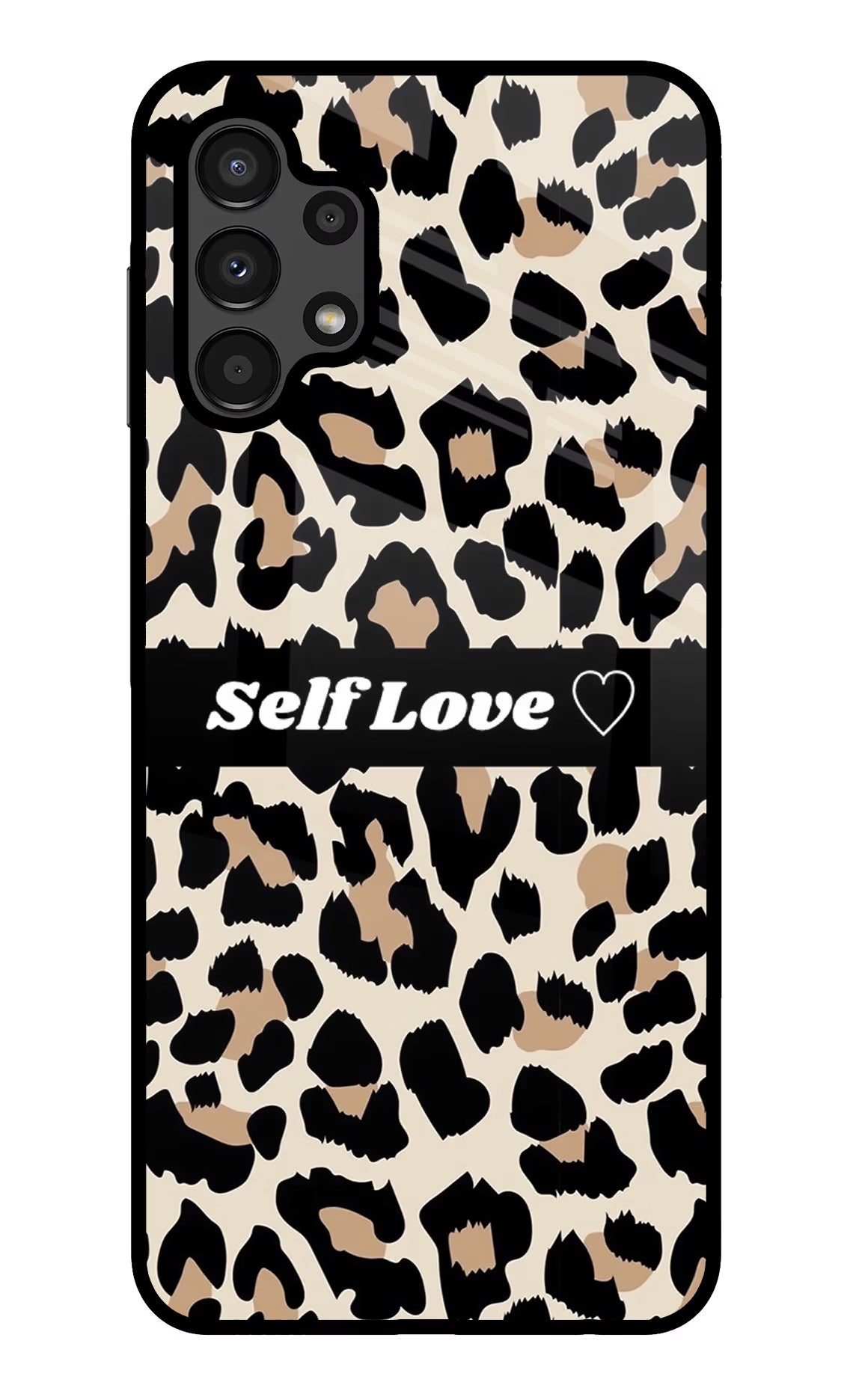 Leopard Print Self Love Samsung A13 4G Glass Case Back Cover by Casekaro