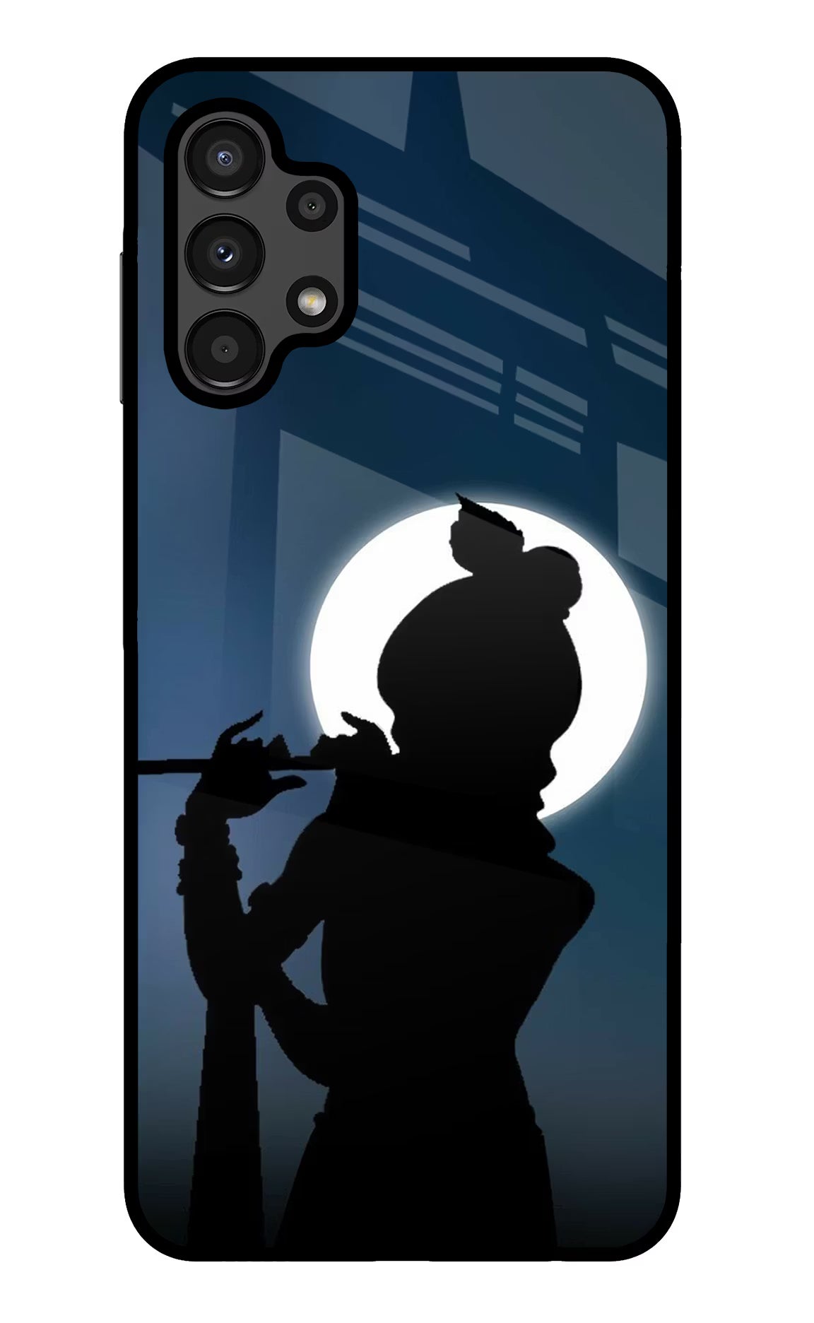 Shri Krishna Silhouette Samsung A13 4G Glass Case Back Cover by Casekaro