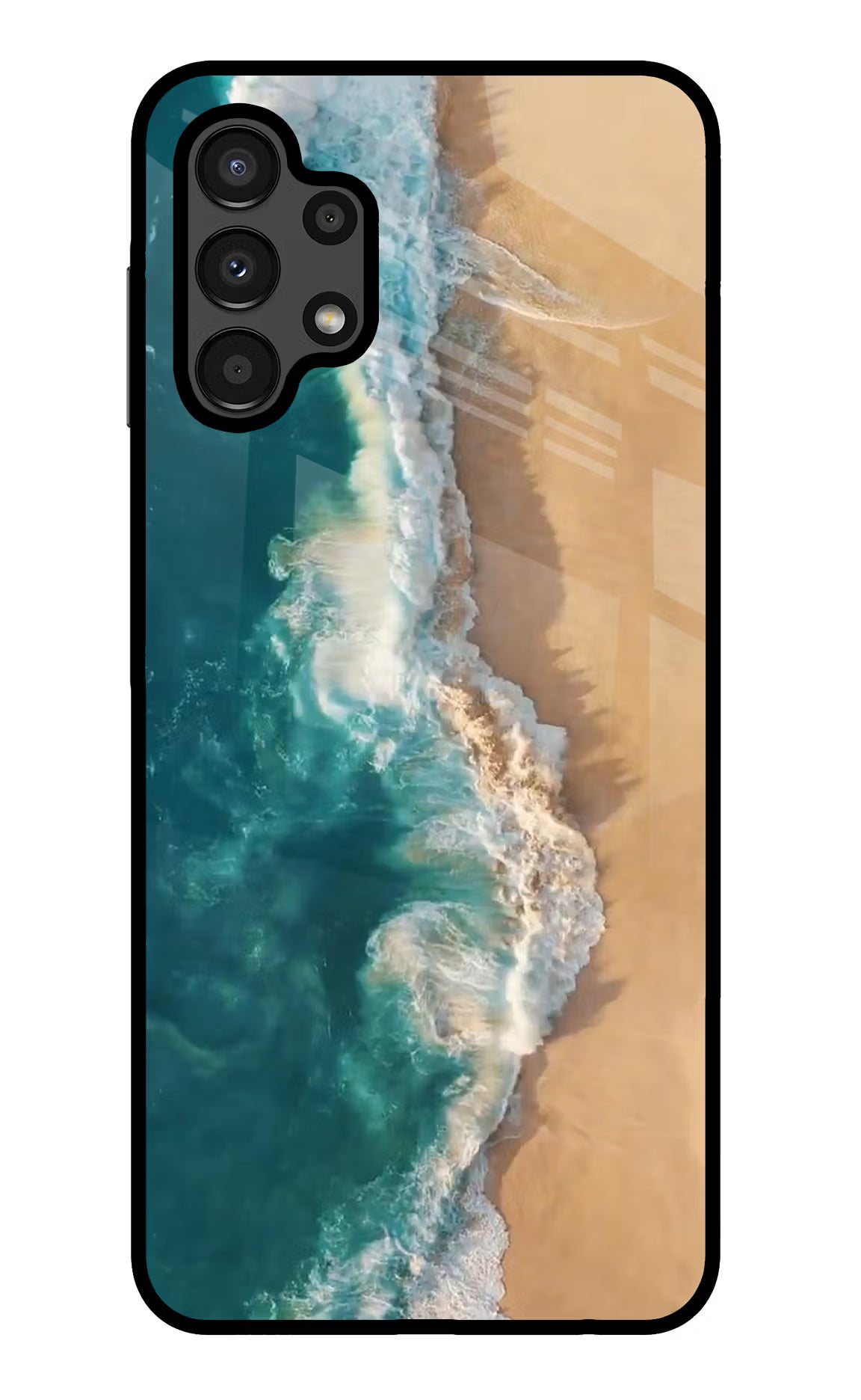 Ocean Beach Samsung A13 4G Glass Case Back Cover by Casekaro