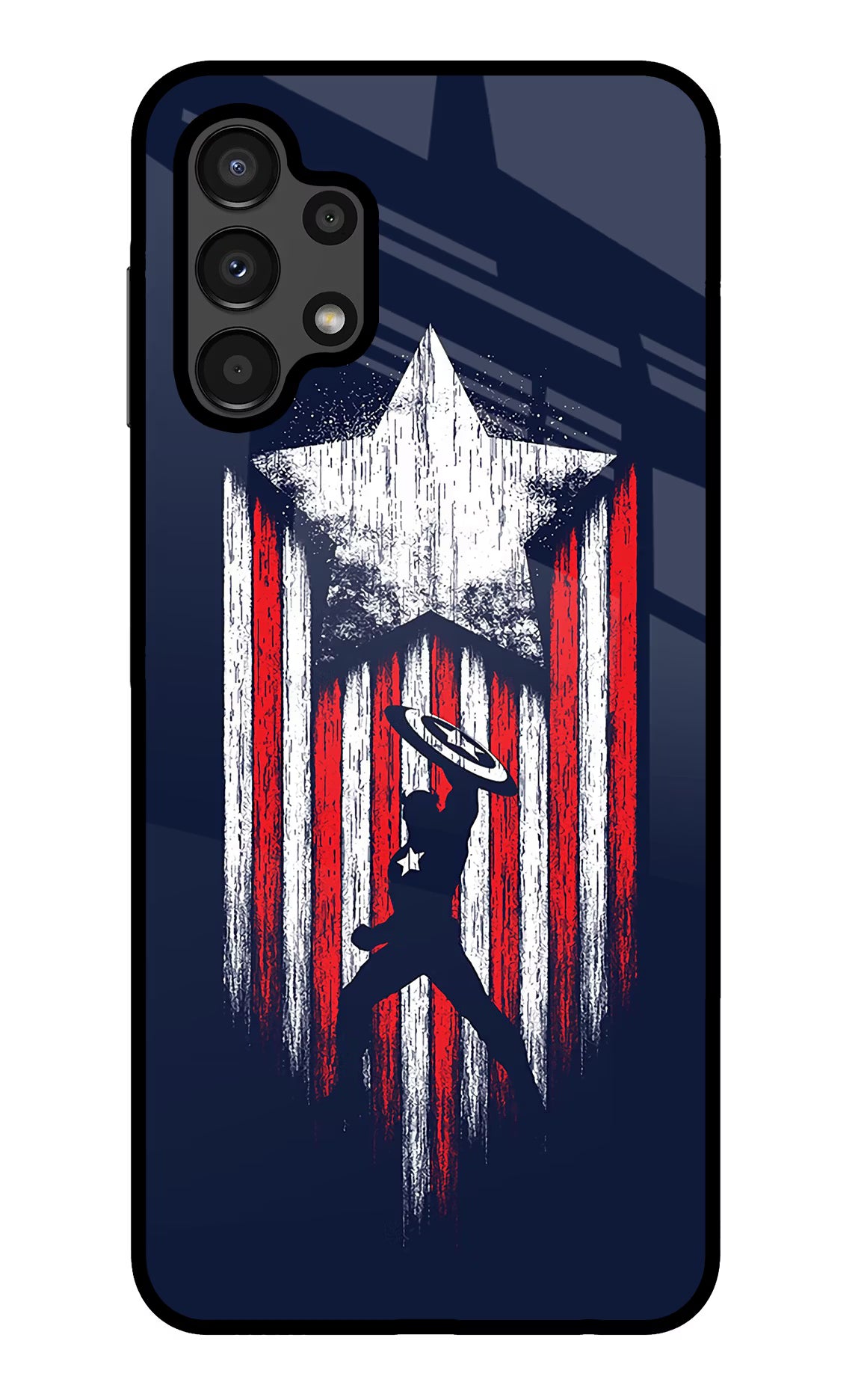 Captain America Marvel Art Samsung A13 4G Glass Case Back Cover by Casekaro