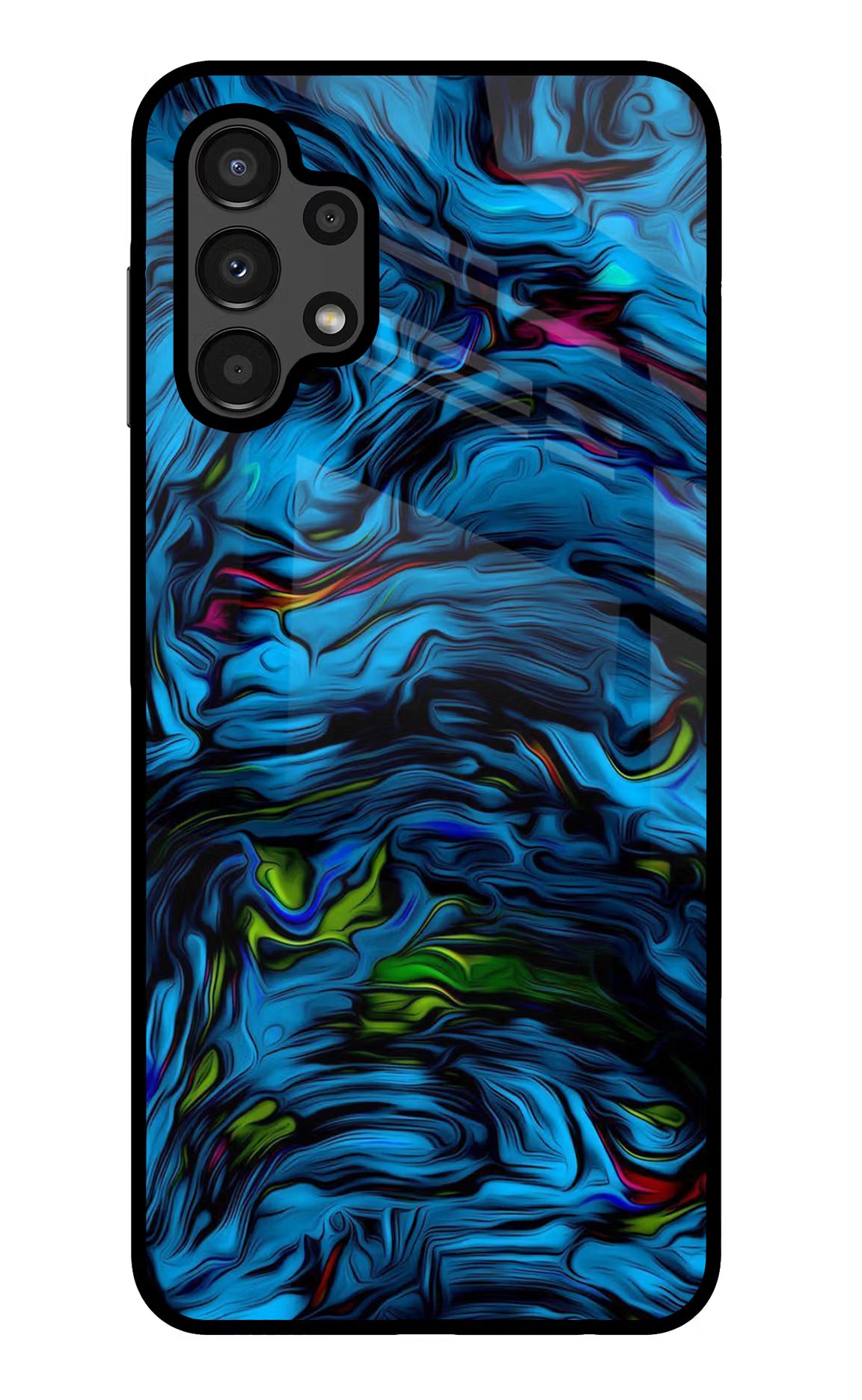 Dark Blue Abstract Samsung A13 4G Glass Case Back Cover by Casekaro
