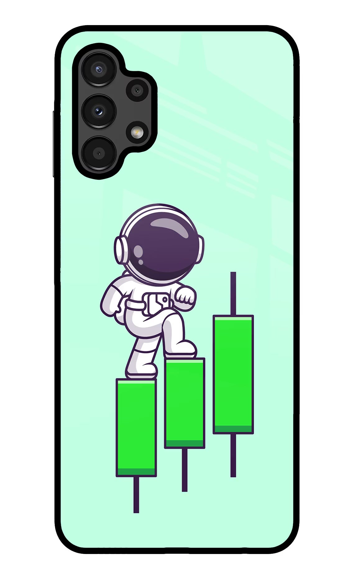 Astronaut Trader Samsung A13 4G Glass Case Back Cover by Casekaro