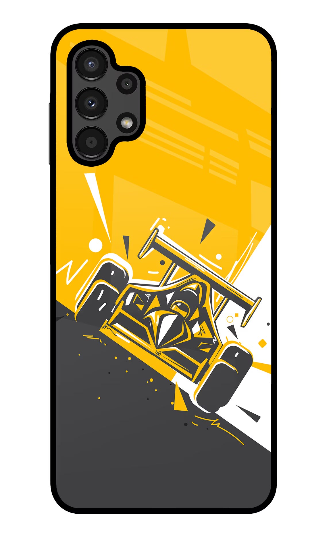 Track King Samsung A13 4G Glass Case Back Cover by Casekaro