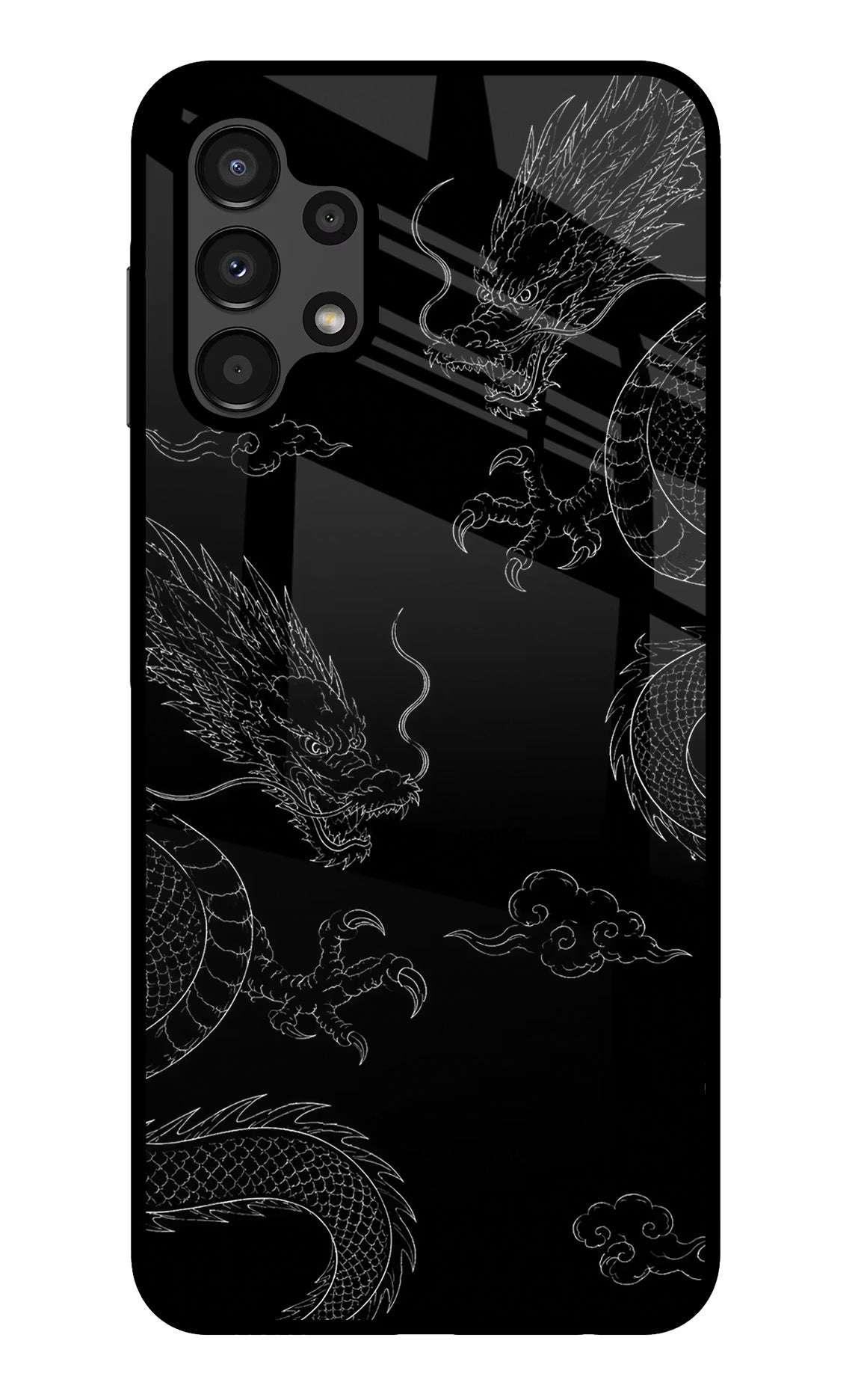Twin Dragons Samsung A13 4G Glass Case Back Cover by Casekaro