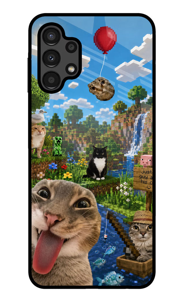 Minecraft Cat Chaos Samsung A13 4G Glass Case