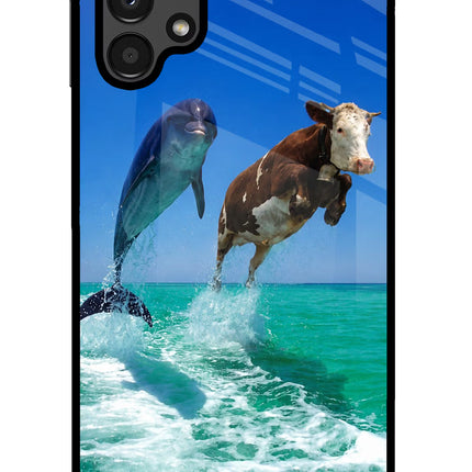 Dolphin vs Cow Samsung A13 4G Glass Case