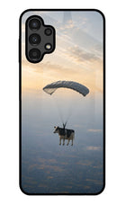 Skydiving Cow Samsung A13 4G Glass Case