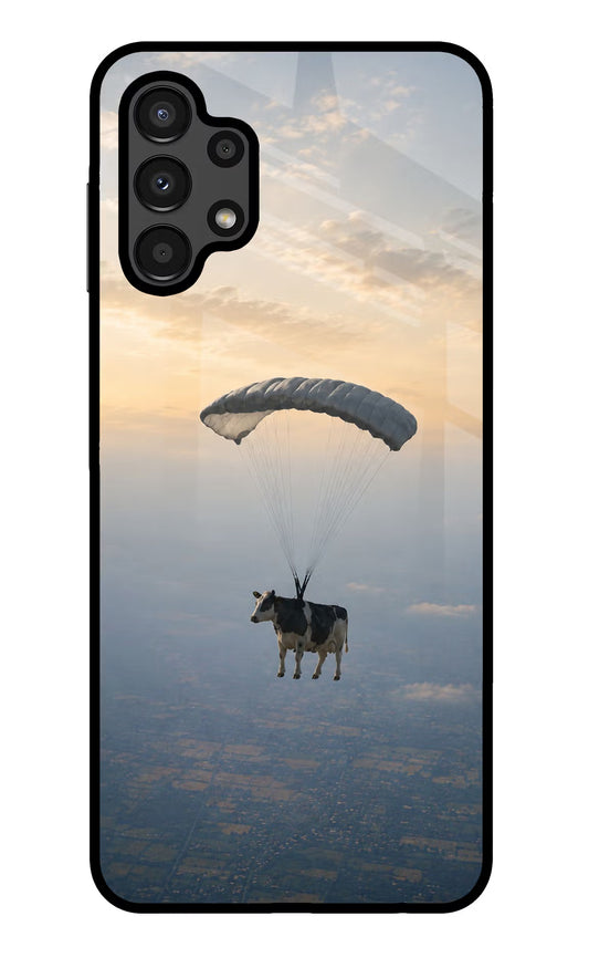 Skydiving Cow Samsung A13 4G Glass Case