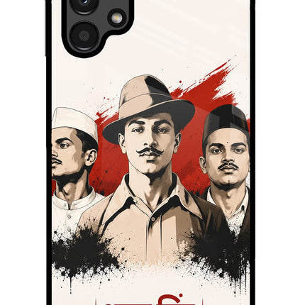 Bhagat Singh Trio Samsung A13 4G Glass Case Back Cover by Casekaro