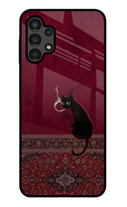 Midnight Cat Samsung A13 4G Glass Case