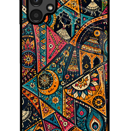 Folk Print Samsung A13 4G Glass Case