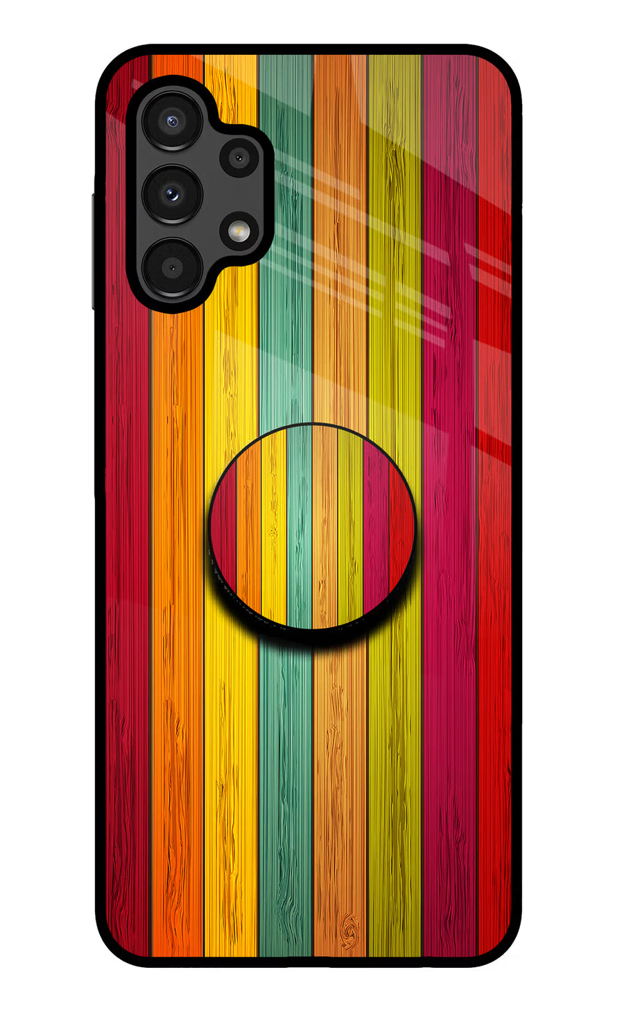 Multicolor Wooden Samsung A13 4G Pop Case, Glass case
